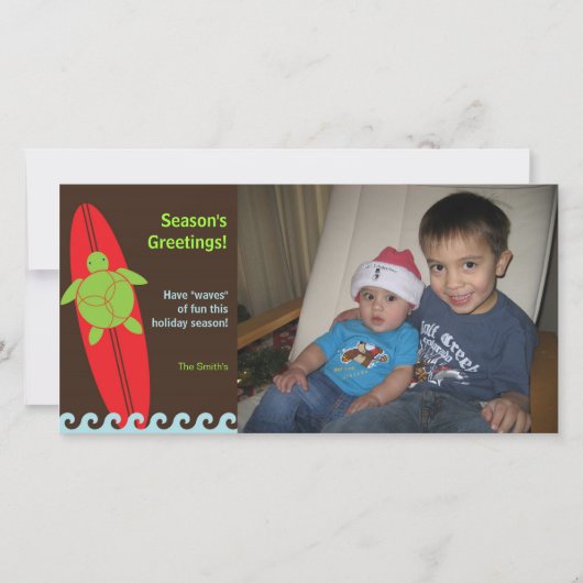 ハッピーホヌサーフィンクリスマスフォトカード シーズンカード (正面)