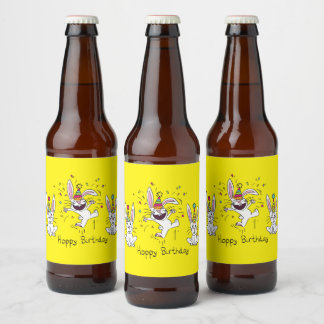 ハッピーホピー誕生日バニーラビットビールラベル ビールラベル