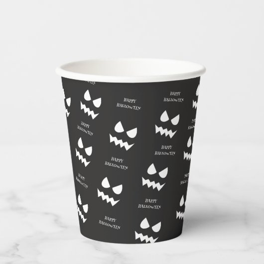 ハッピーホラー幽霊顔ハローウィンパーティ 紙コップ (正面)