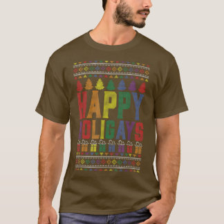 ハッピーホリおもしろいゲスLGBTトナカイChristmas Tree Tシャツ