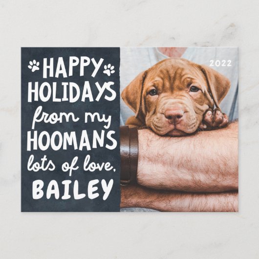 ハッピーホリおもしろいーズモダンペットカスタム写真 シーズンポストカード (正面)