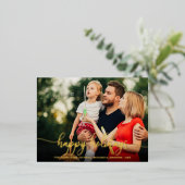 ハッピーホリシンプルーモダンズ書道フォトFoi 箔シーズンポストカード (立ち正面)