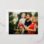 ハッピーホリシンプルーモダンズ書道フォトFoi 箔シーズンポストカード (正面/裏面)