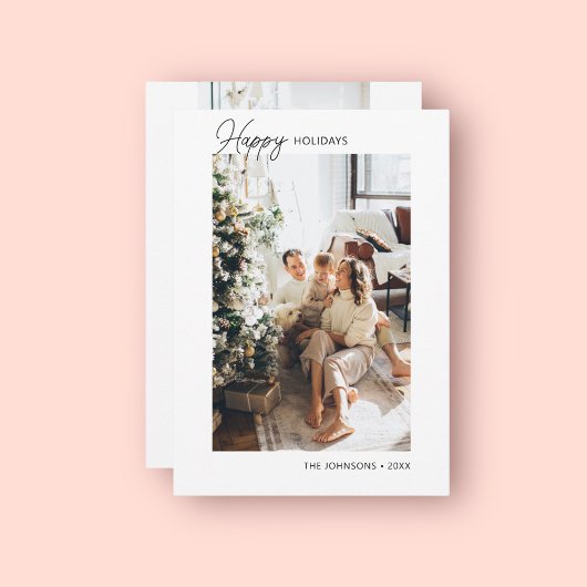 ハッピーホリディカリグラフィフォトホリデーカード シーズンカード