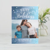 ハッピーホリデイズアイスブルースノーウィーウォーターカラー写真 シーズンカード (スタンド正面)