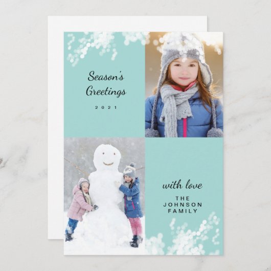 ハッピーホリデイズアクアスノイミニマルファミリーフォト シーズンカード (正面/裏面)