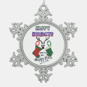 ハッピーホリデイズアンユーは私のハッピープレイスクリスマス スノーフレークピューターオーナメント (正面)