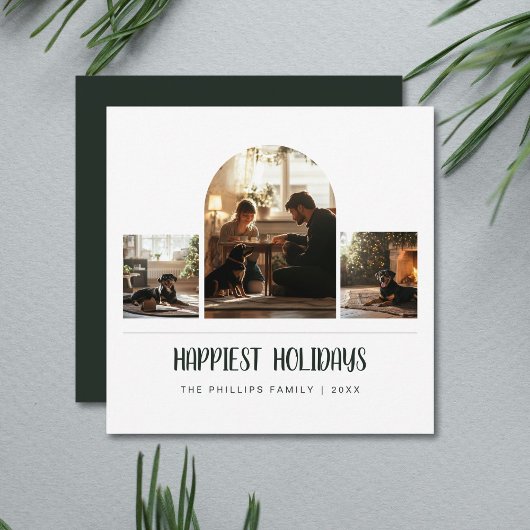 ハッピーホリデイズアーチグリーンドッグファミリー シーズンカード