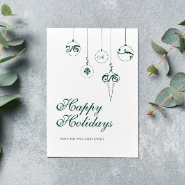 ハッピーホリデイズウィンターグリーンモノグラムバウブル シーズンカード