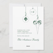 ハッピーホリデイズウィンターグリーンモノグラムバウブル シーズンカード (裏面)