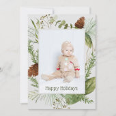 ハッピーホリデイズウィンターグリーンリー垂直写真 シーズンカード (正面)