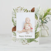 ハッピーホリデイズウィンターグリーンリー垂直写真 シーズンカード (スタンド正面)