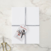 ハッピーホリデイズウォーターカラーウィンターバードレッド ギフトタグ (より糸付き)