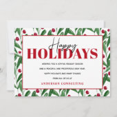 ハッピーホリデイズウォーターカラーウィンターベリービジネス シーズンカード (正面)