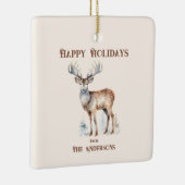 ハッピーホリデイズウォーターカラートナカイパーソナライズされたア セラミックオーナメント (右)
