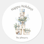 ハッピーホリデイズウォーターカラーナツクラッカーファミリー名 ラウンドシール (正面)