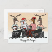 ハッピーホリデイズウッドランドアニマルズスタンプミュージックカード シーズンポストカード (正面/裏面)