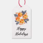 ハッピーホリデイズオレンジホリデーリーフクリスマス ギフトタグ (正面)