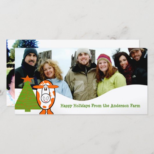 ハッピーホリデイズカウデイリーファームファミリーフォトカード シーズンカード (正面/裏面)