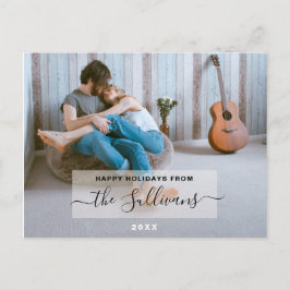 ハッピーホリデイズカスタムファミリーフォトホリデーカード ポストカード