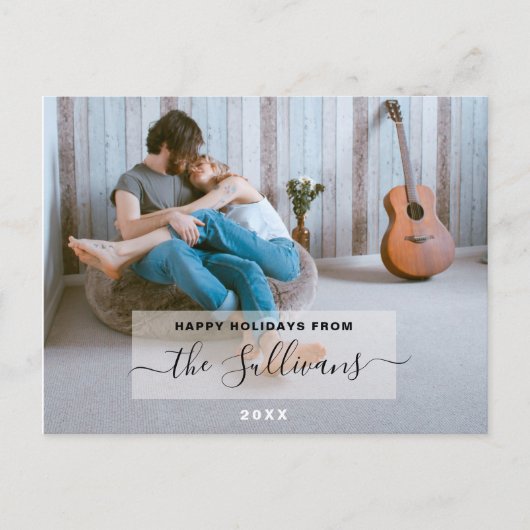 ハッピーホリデイズカスタムファミリーフォトホリデーカード ポストカード (正面)