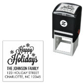 ハッピーホリデイズカリグラフィスノーフレーク家族名 セルフインキングスタンプ (インサイチュ)