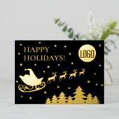 ハッピーホリデイズカンパニーロゴ企業のサンタ 箔シーズンカード (立ち正面)