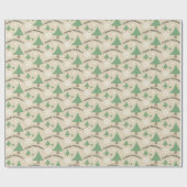 ハッピーホリデイズキュートツリーアンドスノーフレーク ラッピングペーパー (フラット)