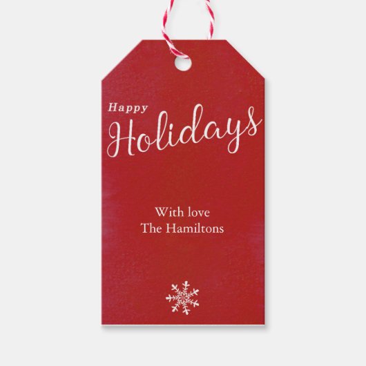 ハッピーホリデイズキュート雪の結晶クリスマスギフトタグ ギフトタグ (正面)