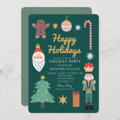 ハッピーホリデイズクマスメリーお洒落ホリデーパーティー 招待状 (正面/裏面)