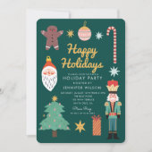 ハッピーホリデイズクマスメリーお洒落ホリデーパーティー 招待状 (正面)