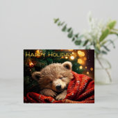 ハッピーホリデイズクリスマススススススススベーリングベアポストカード 箔シーズンポストカード (立ち正面)