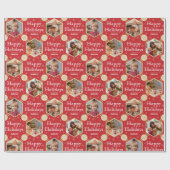 ハッピーホリデイズクリスマススノーフレーク写真レッド ラッピングペーパー (フラット)