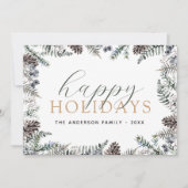 ハッピーホリデイズクリスマスダスティブルーグリーンリーホリド シーズンカード (正面)