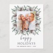 ハッピーホリデイズクリスマスダスティブルーフォトホリデー シーズンポストカード (正面)