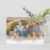 ハッピーホリデイズクリスマスダークレッドScript 3写真 シーズンカード (スタンド正面)