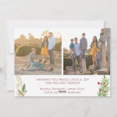 ハッピーホリデイズクリスマスダークレッドScript 3写真 シーズンカード (裏面)