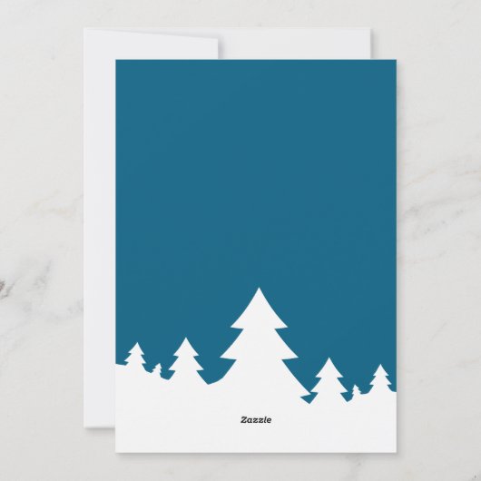 ハッピーホリデイズクリスマスツリーズファミリーフォトブルー シーズンカード (裏面)