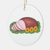 ハッピーホリデイズクリスマスホリデーグレーズピンクハム セラミックオーナメント (左)