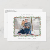 ハッピーホリデイズクリスマスホリーフレームフォトイメージ ポストカード (正面/裏面)