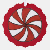 ハッピーホリデイズクリスマスレッドペパーミントキャンディーケーン オーナメントカード (裏面)