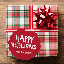 ハッピーホリデイズクリスマスレッドペパーミントキャンディーケーン オーナメントカード