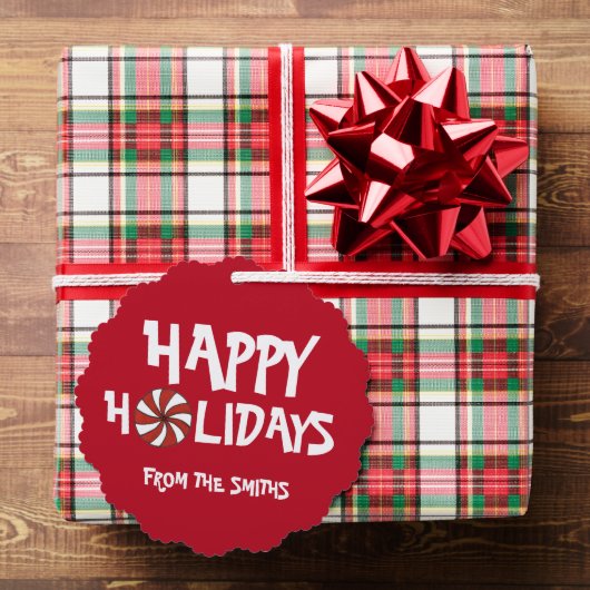 ハッピーホリデイズクリスマスレッドペパーミントキャンディーケーン オーナメントカード (インサイチュ (ギフト))