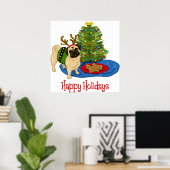ハッピーホリデイズクリトマトインデナーパグポスター ポスター (ホームオフィス)