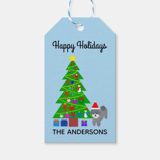 ハッピーホリデイズグレープードルクリスマスクリスマスギフトラベル ギフトタグ (正面)