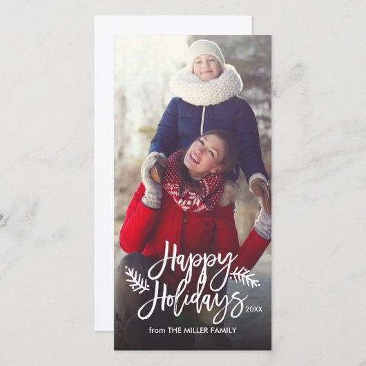ハッピーホリデイズシックハンドレターホリデーフォト シーズンカード (正面/裏面)