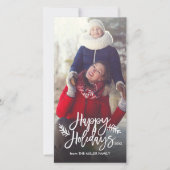 ハッピーホリデイズシックハンドレターホリデーフォト シーズンカード (正面)
