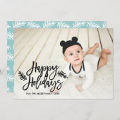 ハッピーホリデイズシックハンドレターホリデーフォト シーズンカード (正面/裏面)