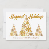 ハッピーホリデイズシック金ゴールドクリスマスツリー会社 シーズンカード (正面)