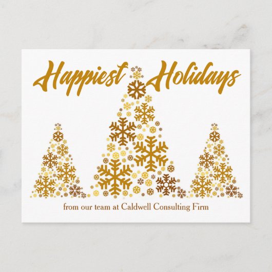 ハッピーホリデイズシック金ゴールドクリスマスツリー会社 シーズンポストカード (正面)